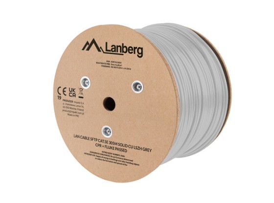 KABEL LAN SFTP KAT.5E 305M DRUT CU LSZH SZARY CPR + FLUKE PASSED LANBERG