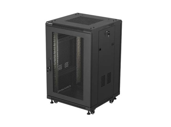 SZAFA INSTALACYJNA RACK STOJĄCA 19" 18U 600X600 CZARNA DRZWI PERFOROWANE LANBERG (FLAT PACK)