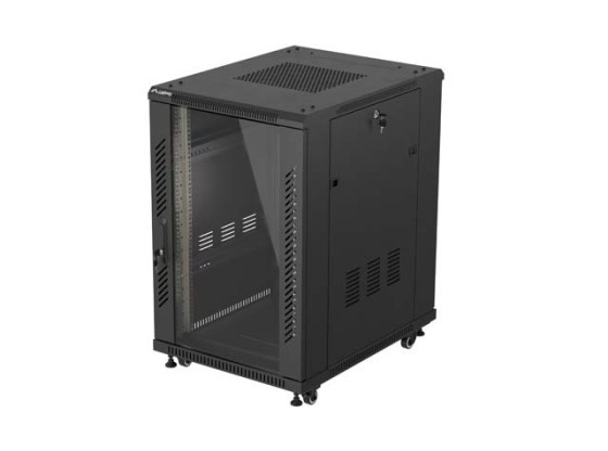 SZAFA INSTALACYJNA RACK STOJĄCA 19" 18U 600X800 CZARNA DRZWI PRZESZKLONE LANBERG (FLAT PACK)