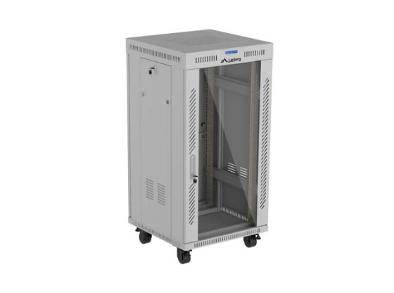 SZAFA INSTALACYJNA RACK STOJĄCA 19" 22U 600X600 SZARA DRZWI PRZESZKLONE LCD LANBERG (FLAT PACK)