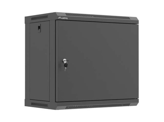 SZAFA INSTALACYJNA RACK WISZĄCA 19" 9U 540X350 CZARNA DRZWI PEŁEN METAL LANBERG (FLAT PACK)