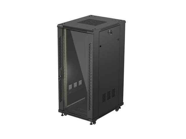 SZAFA INSTALACYJNA RACK STOJĄCA 19" 27U 600X800 CZARNA DRZWI PRZESZKLONE LANBERG (FLAT PACK)