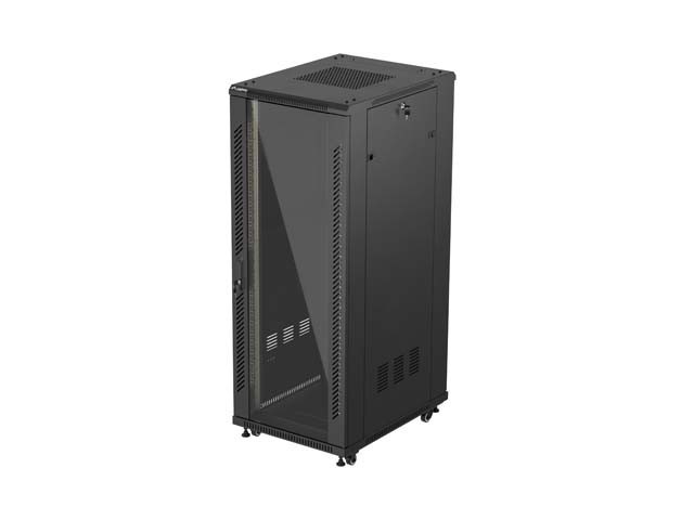 SZAFA INSTALACYJNA RACK STOJĄCA 19" 32U 600X800 CZARNA DRZWI PRZESZKLONE LANBERG (FLAT PACK)
