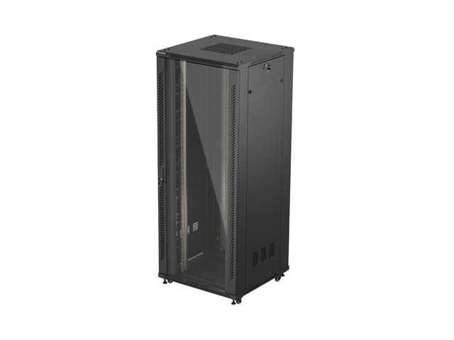 SZAFA INSTALACYJNA RACK STOJĄCA 19" 42U 800X800 CZARNA DRZWI PRZESZKLONE LANBERG (FLAT PACK)