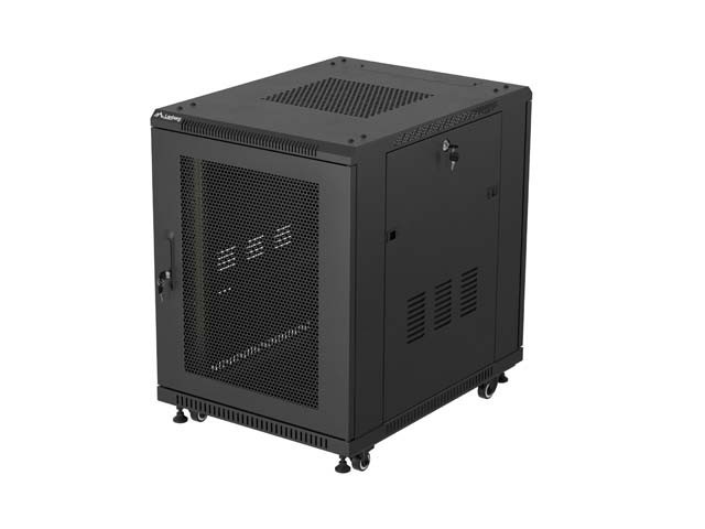 SZAFA INSTALACYJNA RACK STOJĄCA 19" 15U 600X800 CZARNA DRZWI PERFOROWANE LANBERG (FLAT PACK)