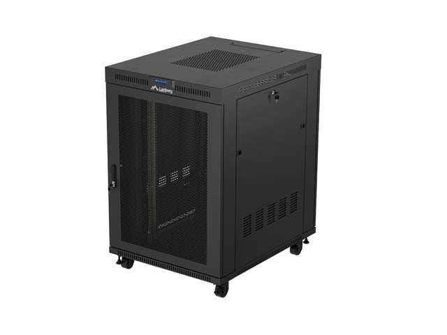 SZAFA INSTALACYJNA RACK STOJĄCA 19" 22U 800X1000 CZARNA DRZWI PERFOROWANE LCD LANBERG (FLAT PACK) V2