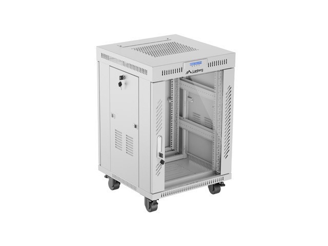 SZAFA INSTALACYJNA RACK STOJĄCA 19" 15U 600X600 SZARA DRZWI PRZESZKLONE LCD LANBERG (FLAT PACK) V2