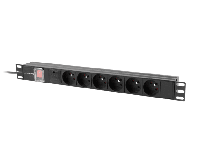 LISTWA ZASILAJĄCA RACK PDU 19" LANBERG 1U 10A 6X 230V PL 2M CZARNA C14