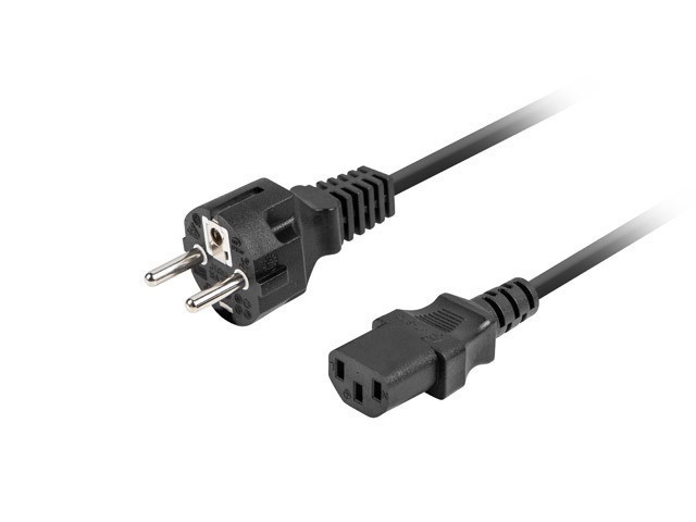 KABEL ZASILAJĄCY CEE 7/7->IEC 320 C13 2M VDE PROSTY CZARNY LANBERG
