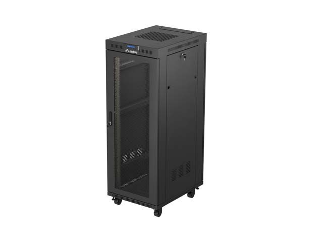 SZAFA INSTALACYJNA RACK STOJĄCA 19" 32U 600X800 CZARNA DRZWI PERFOROWANE LCD LANBERG (FLAT PACK)