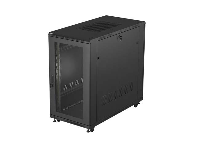 SZAFA INSTALACYJNA RACK STOJĄCA 19" 22U 600X1200 CZARNA DRZWI PERFOROWANE LANBERG (FLAT PACK)