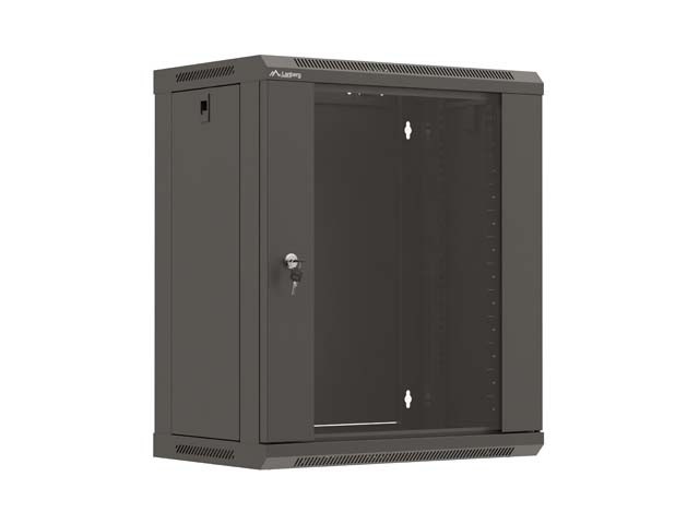 SZAFA INSTALACYJNA RACK WISZĄCA 19" 12U 540X350 CZARNA DRZWI PRZESZKLONE LANBERG (FLAT PACK)